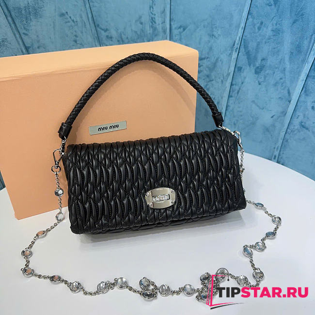 Miumiu Crystal Cloqué Nappa leather bag black - 1