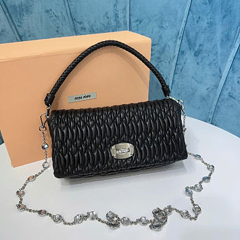 Miumiu Crystal Cloqué Nappa leather bag black