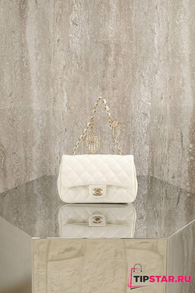 Chanel Classic Mini Double Flap With Hook White - 1