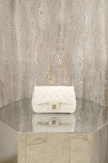 Chanel Classic Mini Double Flap With Hook White