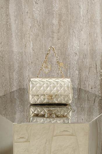 Chanel Classic Mini Double Flap With Hook Silver