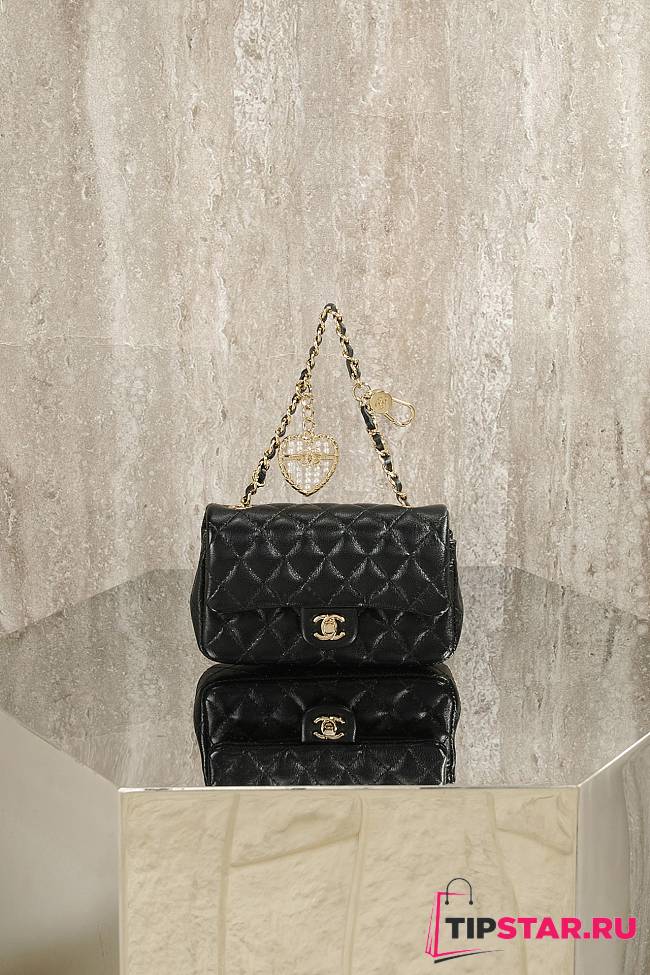 Chanel Classic Mini Double Flap With Hook Black - 1