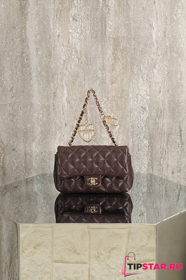 Chanel Classic Mini Double Flap With Hook Burgundy - 1