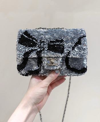 Chanel Flap Bag in Sequins Metallic accents blue