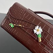 Bottega Veneta Flower Charm Crocodile Andiamo Long Clutch In Burgundy - 6
