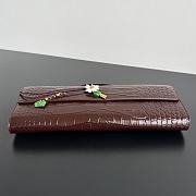 Bottega Veneta Flower Charm Crocodile Andiamo Long Clutch In Burgundy - 5