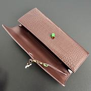 Bottega Veneta Flower Charm Crocodile Andiamo Long Clutch In Burgundy - 3