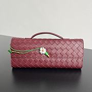 Bottega Veneta Flower Charm Andiamo Long Clutch In Burgundy - 1