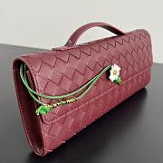 Bottega Veneta Flower Charm Andiamo Long Clutch In Burgundy - 4