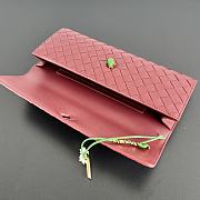 Bottega Veneta Flower Charm Andiamo Long Clutch In Burgundy - 3