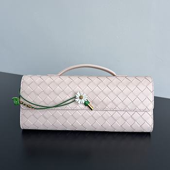 Bottega Veneta Flower Charm Andiamo Long Clutch In Light Pink