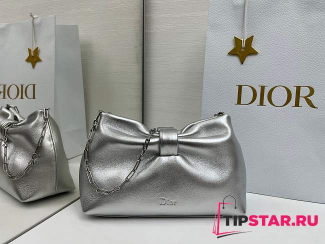 Jonathan Anderson Dior Bow Bag In Silver Size 26 - 1
