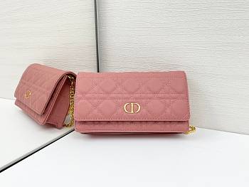 Dior Caro Pouch with Chain In Pink
