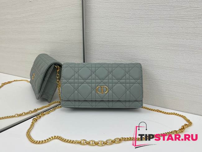 Dior Caro Pouch with Chain In Blue - 1