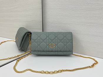Dior Caro Pouch with Chain In Blue