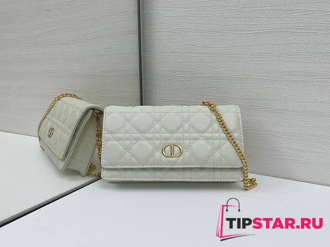 Dior Caro Pouch with Chain In White - 1