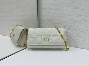 Dior Caro Pouch with Chain In White