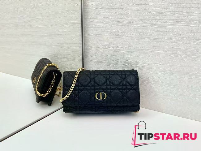 Dior Caro Pouch with Chain In Black - 1