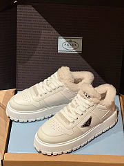 Prada leather x shearling sneakers - 1
