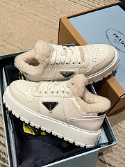 Prada leather x shearling sneakers - 3