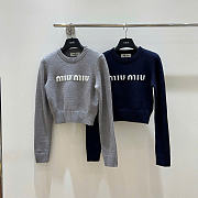 Miu Miu Wool And Cashmere Sweater Dark Blue/Gray - 1