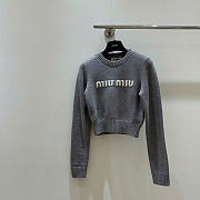 Miu Miu Wool And Cashmere Sweater Dark Blue/Gray - 5