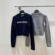 Miu Miu Wool And Cashmere Sweater Dark Blue/Gray - 4