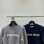 Miu Miu Wool And Cashmere Sweater Dark Blue/Gray - 3