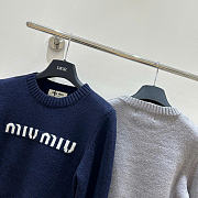 Miu Miu Wool And Cashmere Sweater Dark Blue/Gray - 2