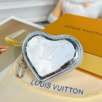 Louis Vuitton Monogram Miroir Heart Coin Purse Silver