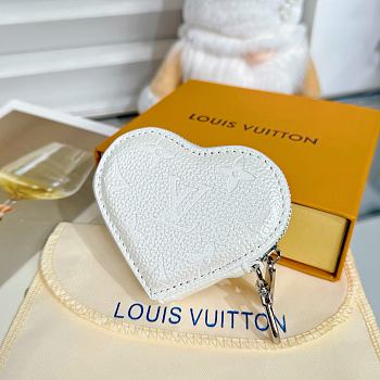 Louis Vuitton Monogram Miroir Heart Coin Purse White