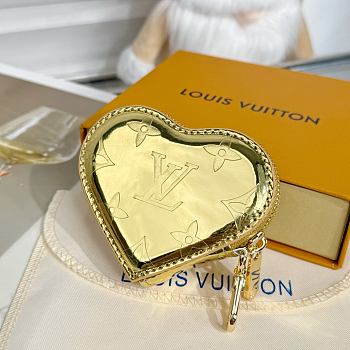 Louis Vuitton Monogram Miroir Heart Coin Purse Gold