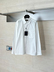 Louis Vuitton Monogram Embossed Pocket Collar Long-Sleeve Shirt White - 1