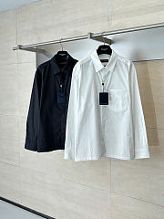 Louis Vuitton Monogram Embossed Pocket Collar Long-Sleeve Shirt White - 3