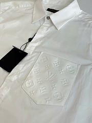 Louis Vuitton Monogram Embossed Pocket Collar Long-Sleeve Shirt White - 5