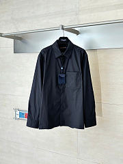 Louis Vuitton Monogram Embossed Pocket Collar Long-Sleeve Shirt Black - 1