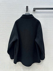 Prada Solid colour single-breasted logo decorated lon Jacket Black - 2