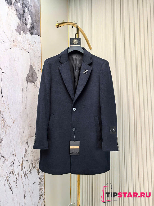Zegna Men Coat Navy Blue Color - 1