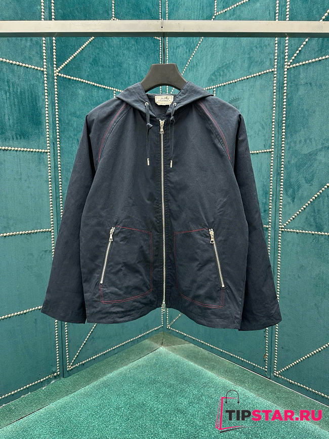 Hermes Dark blue hooded jacket - 1