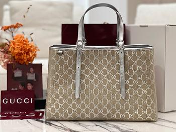 Gucci GG Emblem large tote bag silver fabric