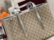 Gucci GG Emblem large tote bag silver fabric - 3