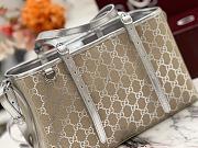 Gucci GG Emblem medium tote bag silver fabric - 5