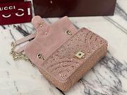 Gucci GG Marmont crystals small shoulder bag pink beige leather - 5