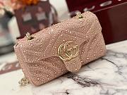 Gucci GG Marmont crystals small shoulder bag pink beige leather - 6