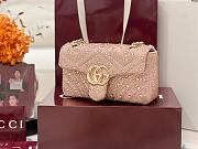 Gucci GG Marmont crystals small shoulder bag pink beige leather - 3
