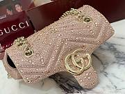Gucci GG Marmont crystals small shoulder bag pink beige leather - 2