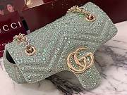 Gucci GG Marmont crystals small shoulder bag pale green nubuck leather - 5