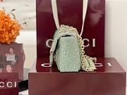 Gucci GG Marmont crystals small shoulder bag pale green nubuck leather - 4