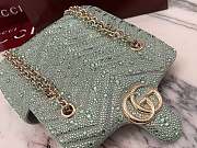 Gucci GG Marmont crystals small shoulder bag pale green nubuck leather - 2