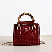 Gucci Diana crystals small tote bag Rosso Ancora red velvet - 1